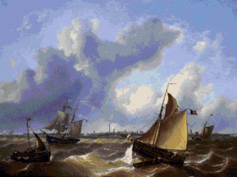 Шторм на море - кораблики, волны, море - предпросмотр