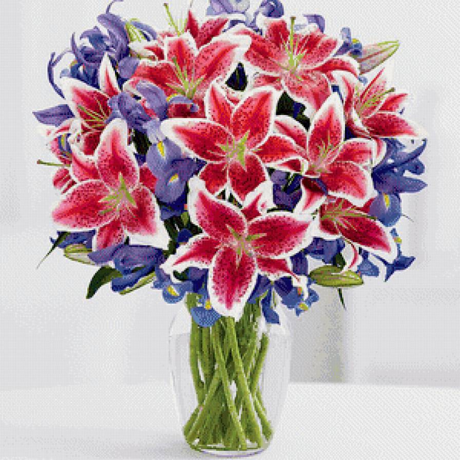 лилии и ирисы - цветы, ирисы, букет, лилии - предпросмотр