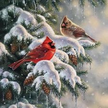 Схема вышивки «Снегири»