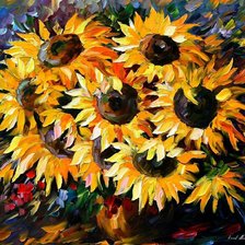 Схема вышивки «Подсолнухи. Букет в вазе.»