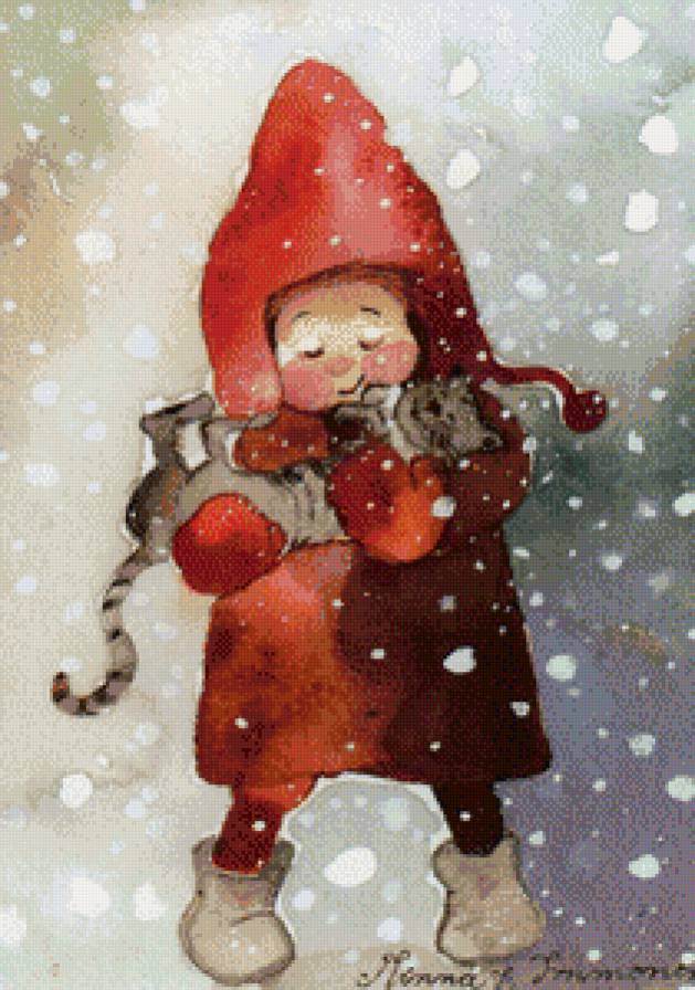 Девочка с котенком - предпросмотр