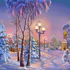 Схема вышивки «зимний пейзаж»