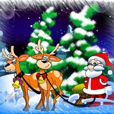 Схема вышивки «дед мороз с оленями»