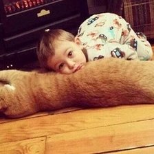 Схема вышивки «Малыш и кот»