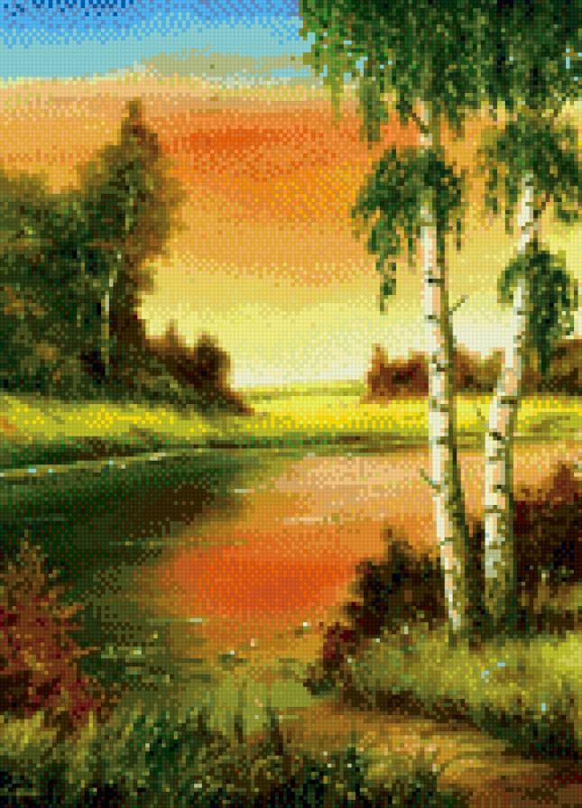 Летний денёк - вышивка, счетный крест, летний денек, схема - предпросмотр