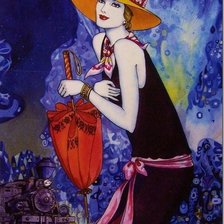 Схема вышивки «Леди с зонтиком»