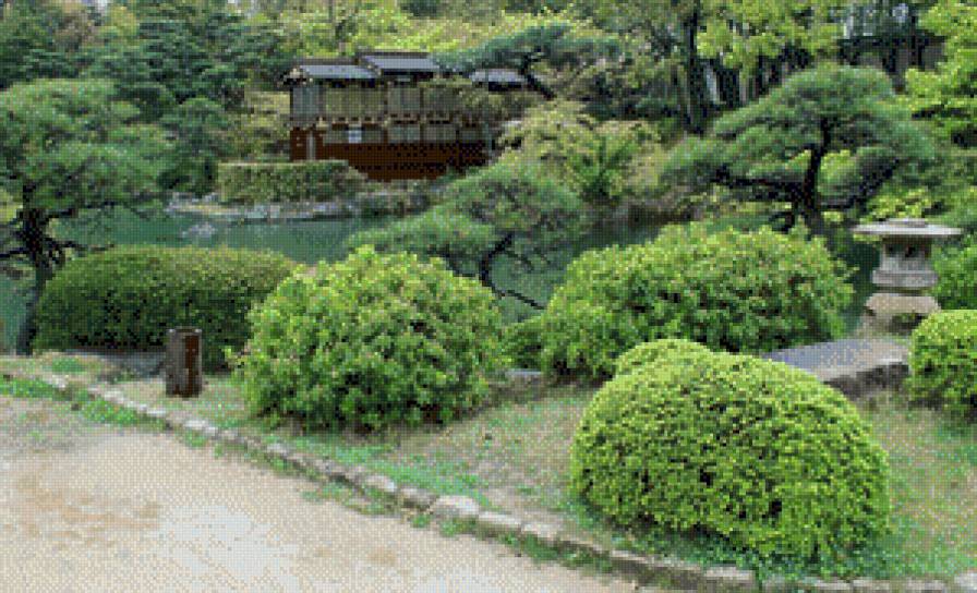 Ботанический сад - речка, деревья, домик - предпросмотр