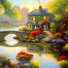 Схема вышивки «Домик с мостиком»