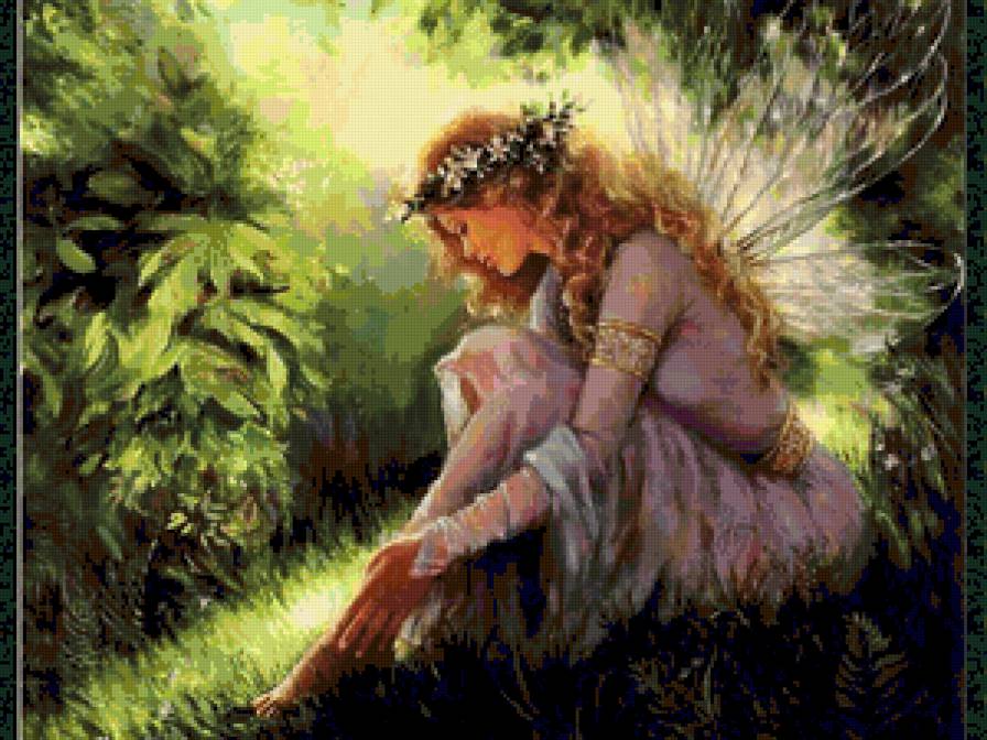 картины Мери Бакстер - фея девушка сад фентези портрет люди - предпросмотр