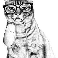 Схема вышивки «Кот с мышкой»