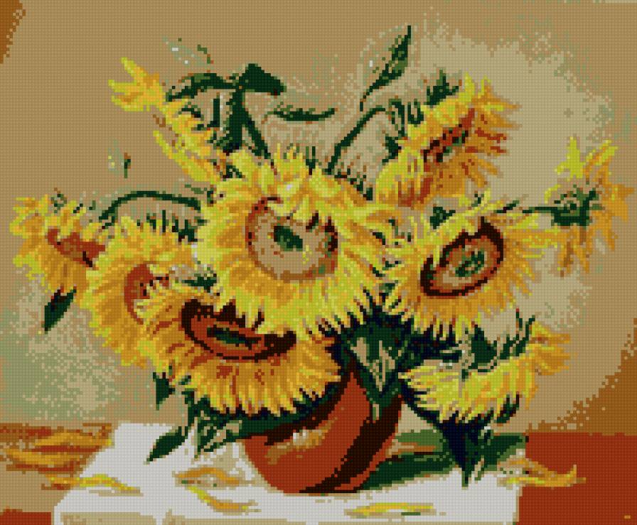 Девять подсолнухов - подсолнухи - предпросмотр