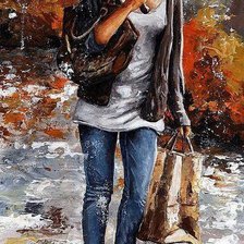 Схема вышивки «девушка под зонтом»