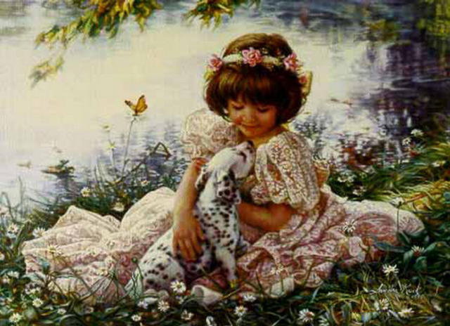 Девочка с щенком - оригинал
