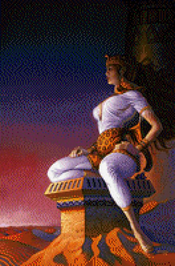 Египетская царица - девушка, иллюстрации, природа, красота - предпросмотр