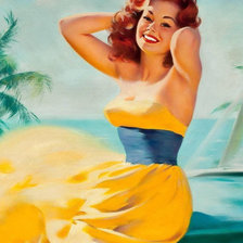 Схема вышивки «девушка в платье и ситца»