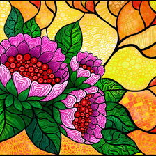 Схема вышивки «Пионы витраж»