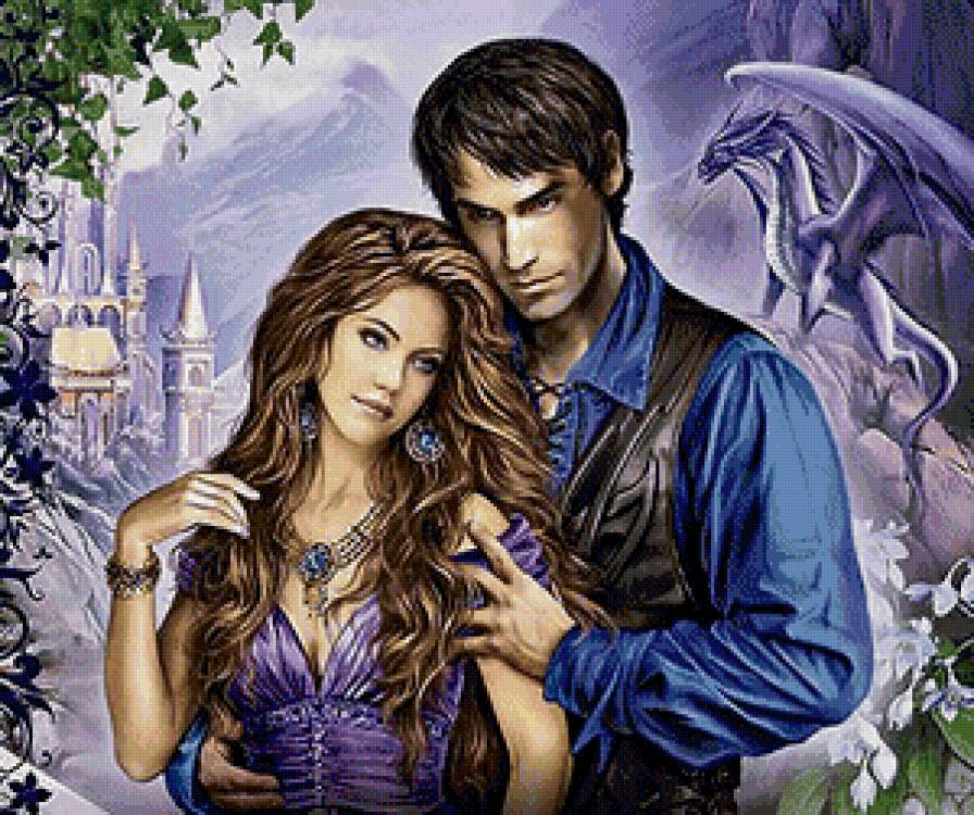 Пара фэнтези - фэнтези, девушка, парень, любовь, пара, дракон - предпросмотр