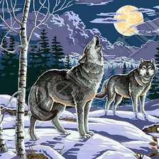 Схема вышивки «Волки»