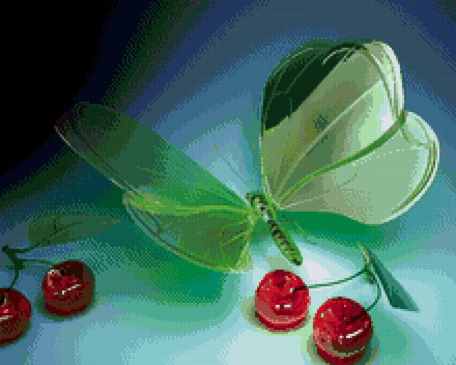 бабочка - вишня, лето, бабочка - предпросмотр