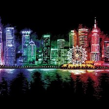 Схема вышивки «Ночной город»