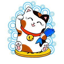 Схема вышивки «Манеки-нэко с рыбой»