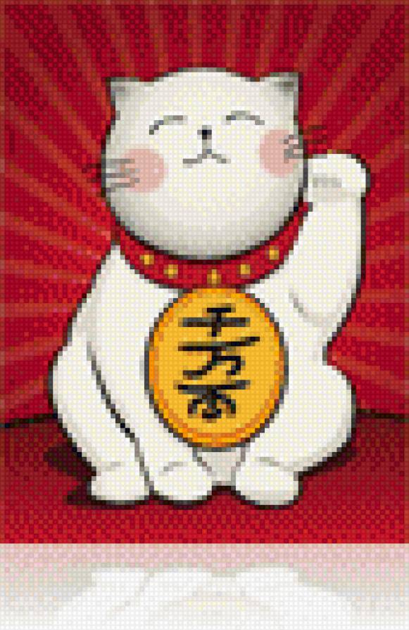 Манэки-нэко, уменьшённая - монета, талисман, манэки-нэко, япония - предпросмотр