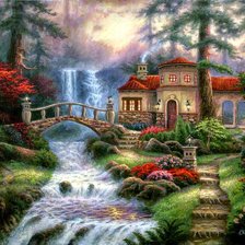 Схема вышивки «Домик в лесу»