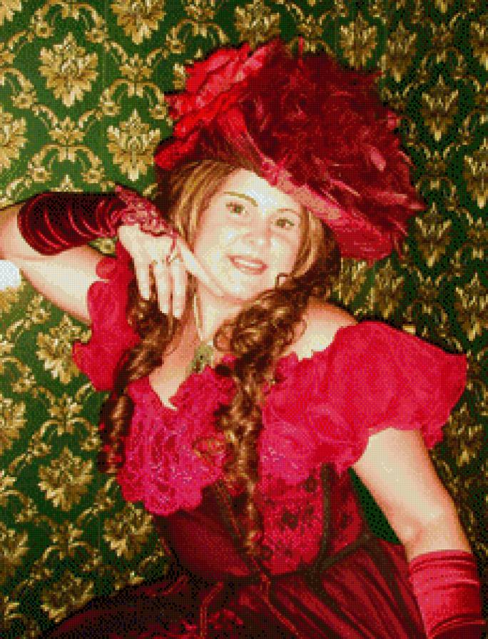 ДАМА В КРАСНОМ НАРЯДЕ - кокетка, красавица, дама, девушка, платье, женщина - предпросмотр