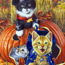 Схема вышивки «Кошачий Хеллоуин»