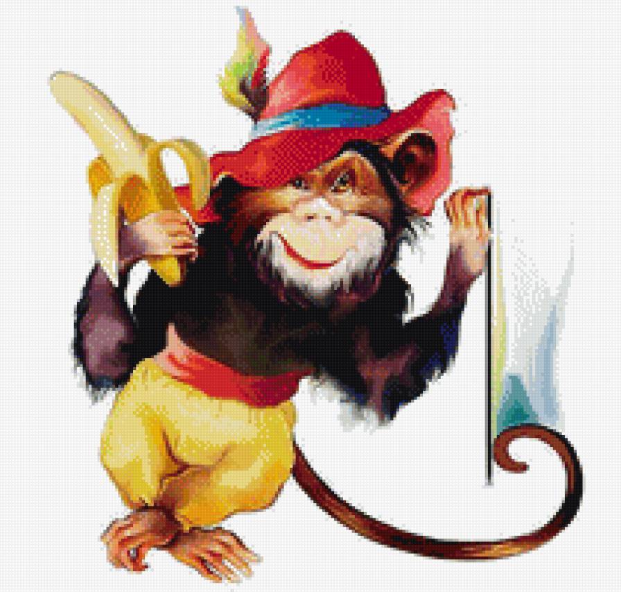 Мачо - акварель, символ года, обезьяна - предпросмотр