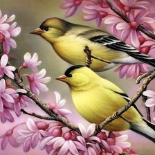 Схема вышивки «Весенние птички-1»