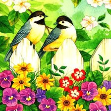 Схема вышивки «Весенние птички-2»