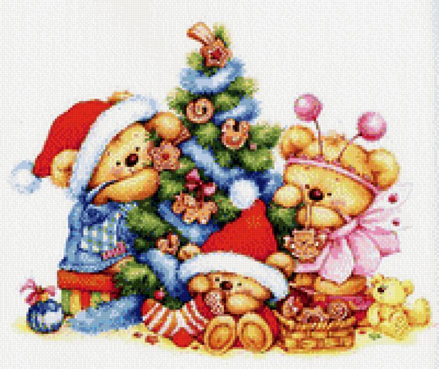 мишки и новый год - детские схемы, новый год, мишки - предпросмотр