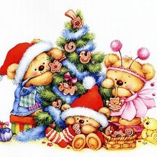 Схема вышивки «мишки и новый год»