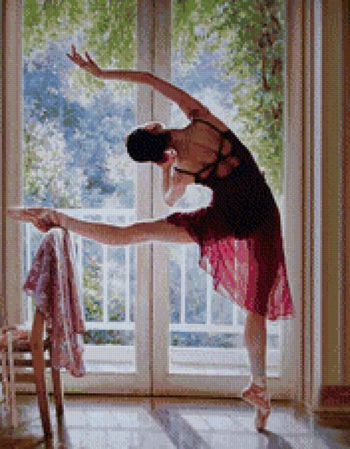 Балерина - картина, танцы, искусство, девушка, балет, живопись - предпросмотр