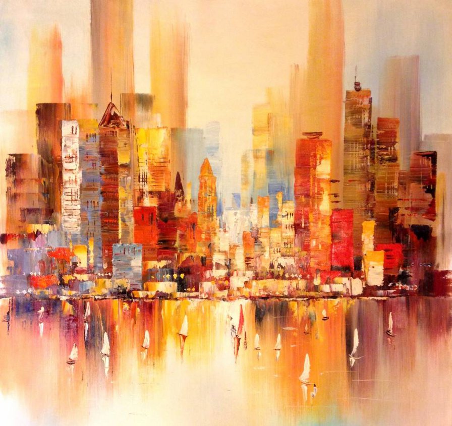 Город небоскребов - искусство, живопись, картина, город - оригинал