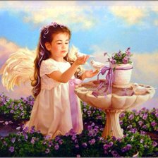 Схема вышивки «Девочка и голубь»