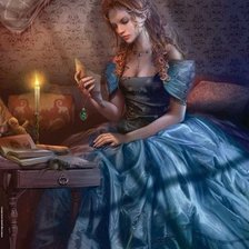 Схема вышивки «Девушка в голубом»