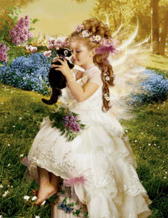 Ангелочек с котёнком - предпросмотр