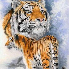 Схема вышивки «тигры»