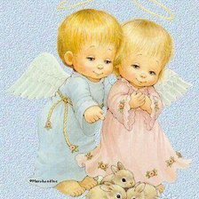 Схема вышивки «Ангелочки с кроликами»