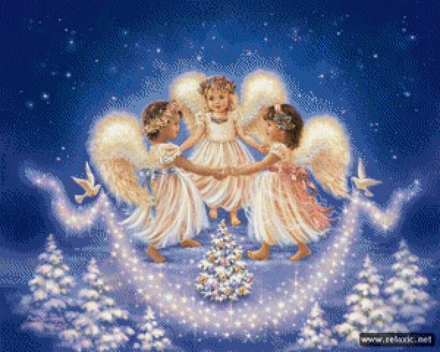 Рождественский хоровод - рождество, новый год, ангелы - предпросмотр