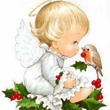 Схема вышивки «Ангелочек с пташкой»