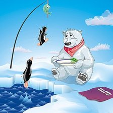 Схема вышивки «медведь на рыбалке»