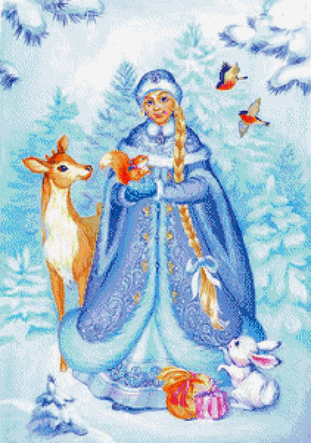Новый год - снегурочка, олень - предпросмотр