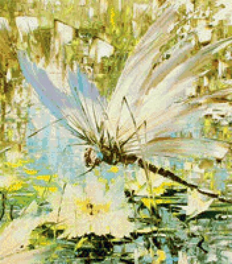 стрекоза - пейзаж, стрекоза, акварель - предпросмотр