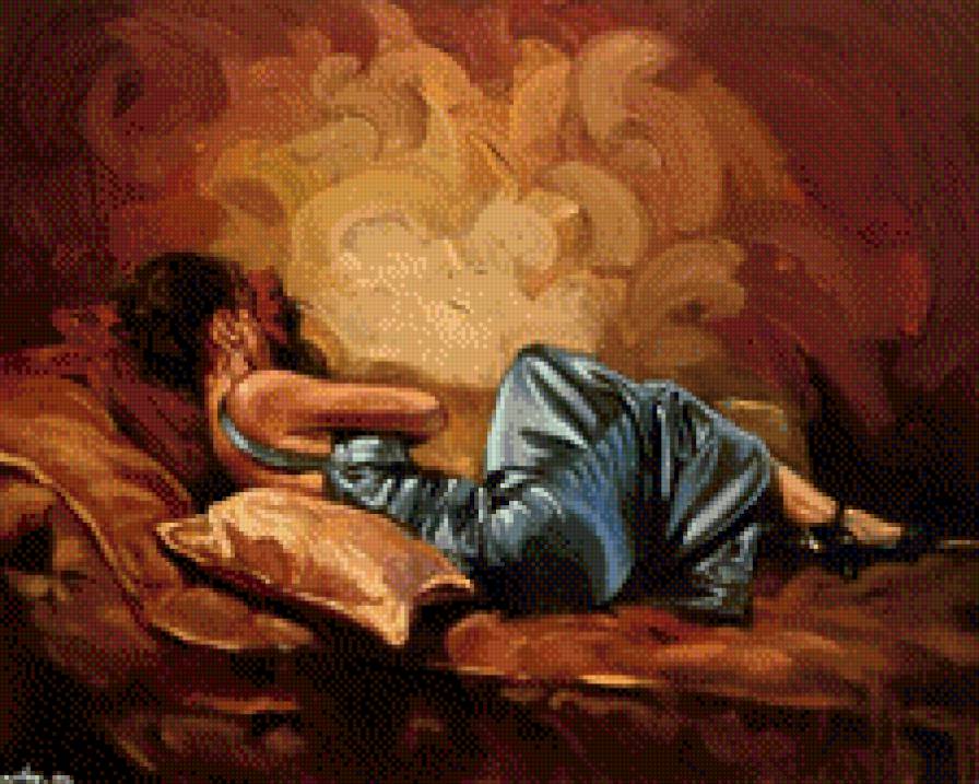 Спящая девушка - девушка, живопись, картина, искусство - предпросмотр