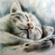 Схема вышивки «Спящий котенок»