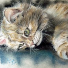 Схема вышивки «Котенок отдыхает»