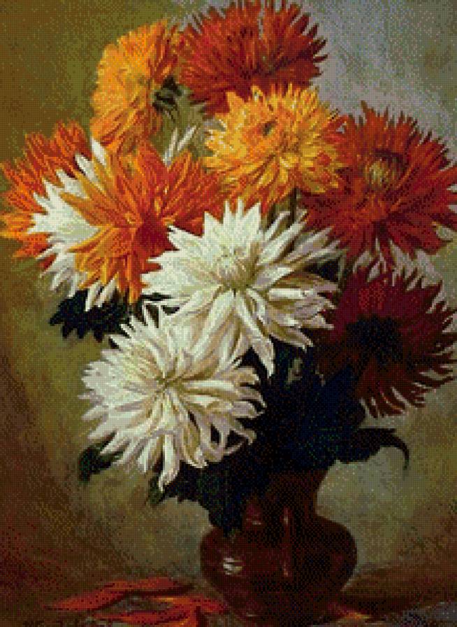 Солнечные астры. - натюрморт, цветы, кувшин, астры - предпросмотр